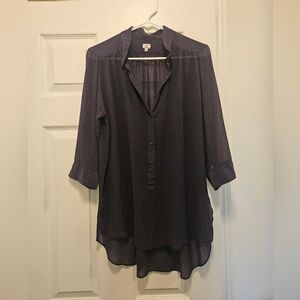 Wilfred Women's Sheer Silk Blouse w/ Buttons And Collar In Indigo, Size Medium